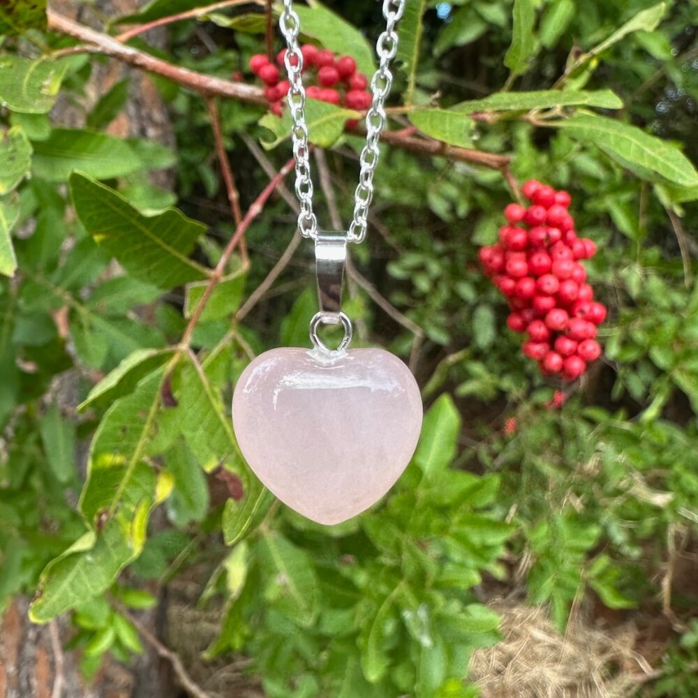 NEW Rose Quartz Heart Pendant Necklace